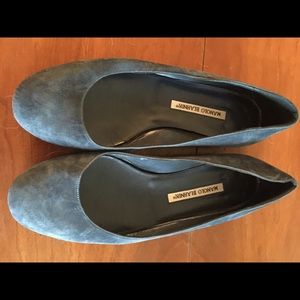 Blue Suede Manolo Blahnik Flats